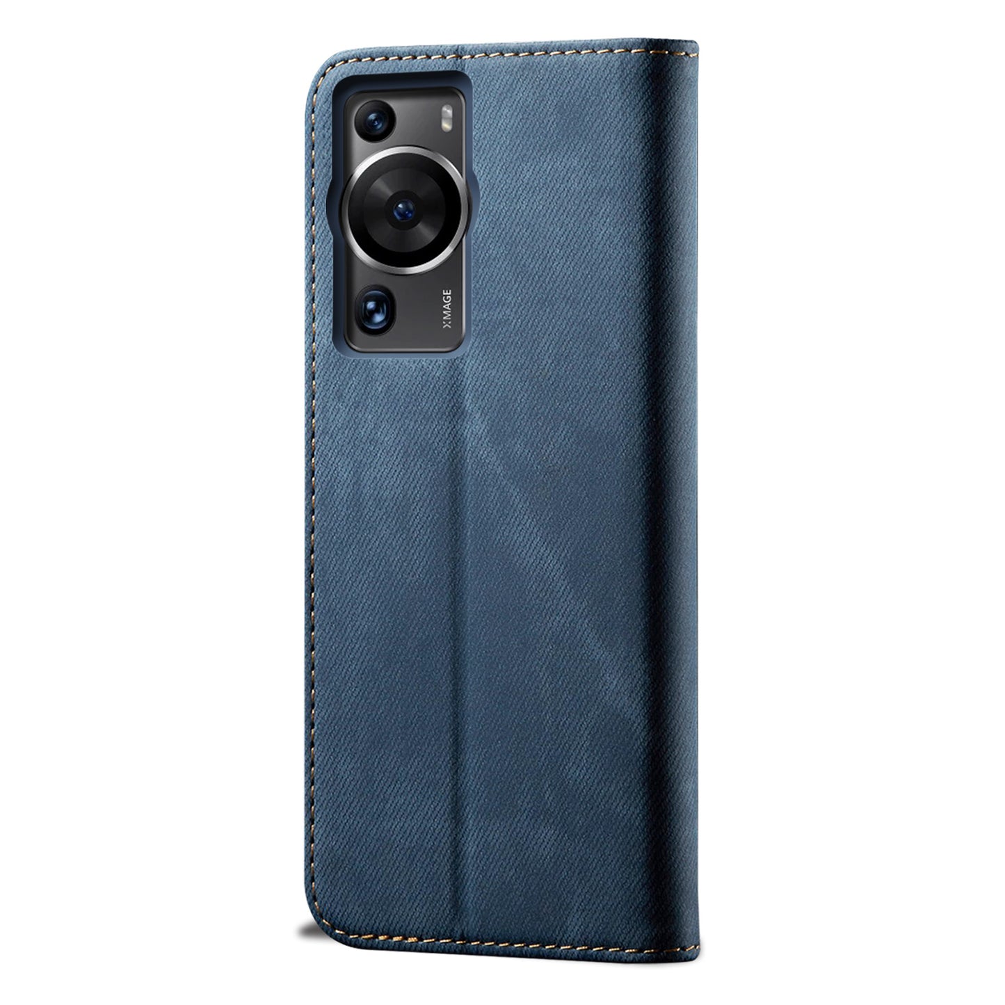 For Huawei P60 Pro / P60 Cell Phone Case PU Leather Jeans Cloth Texture Wallet Stand Phone Cover