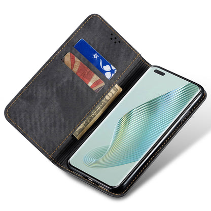 For Honor Magic5 Pro Wallet Function Jeans Cloth Texture Phone Case PU Leather Stand Phone Cover Shell