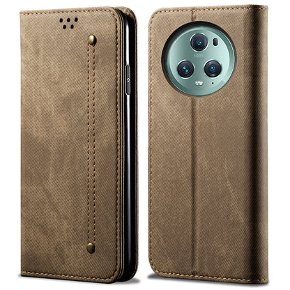 For Honor Magic5 Pro Wallet Function Jeans Cloth Texture Phone Case PU Leather Stand Phone Cover Shell