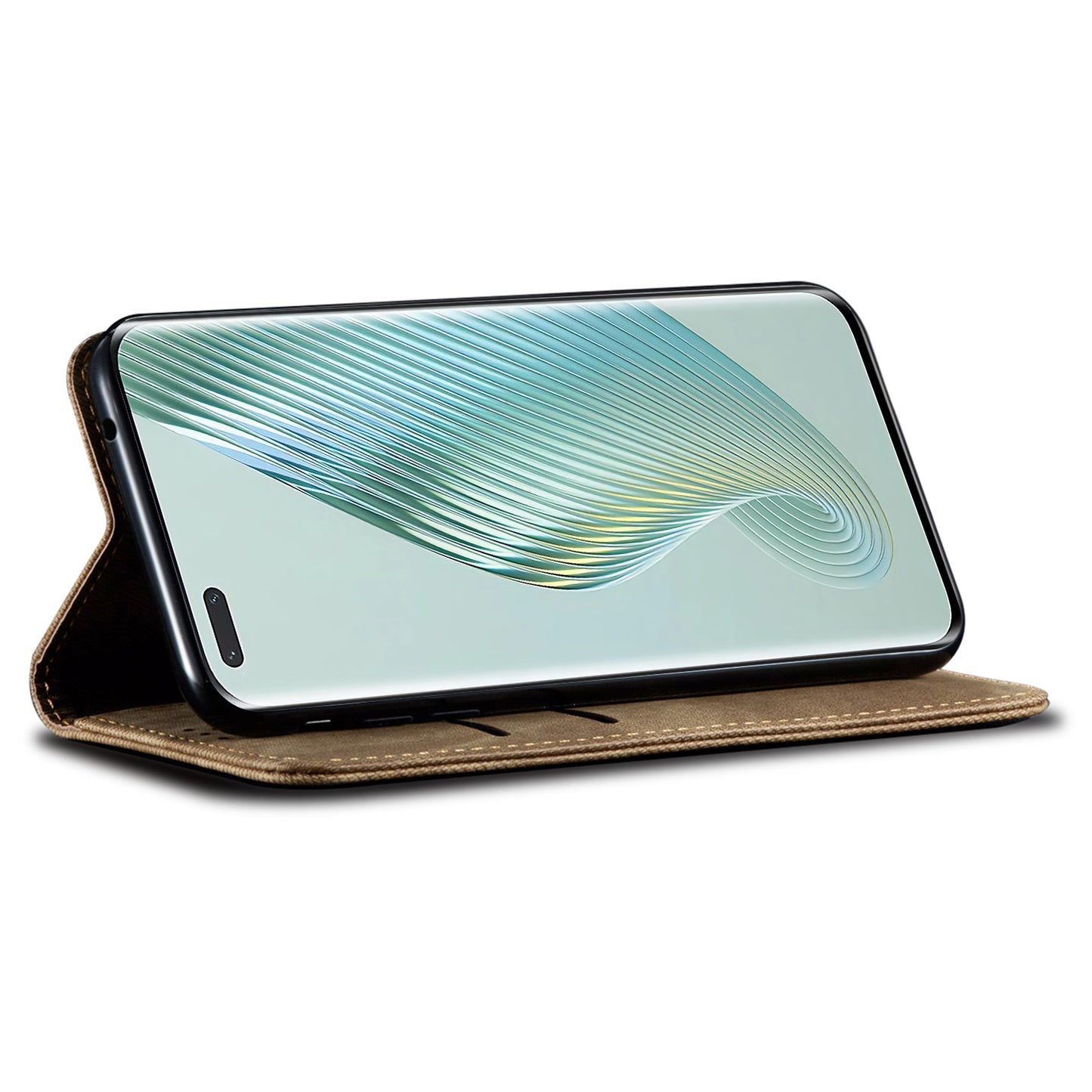 For Honor Magic5 Pro Wallet Function Jeans Cloth Texture Phone Case PU Leather Stand Phone Cover Shell