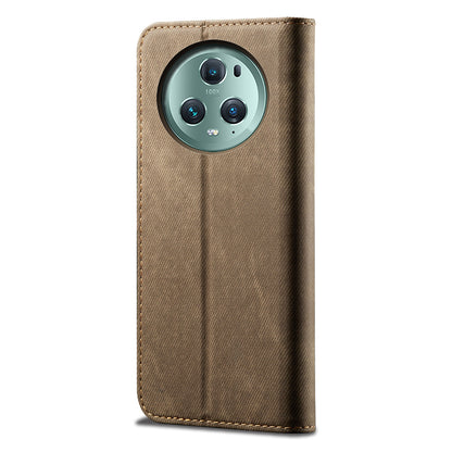 For Honor Magic5 Pro Wallet Function Jeans Cloth Texture Phone Case PU Leather Stand Phone Cover Shell