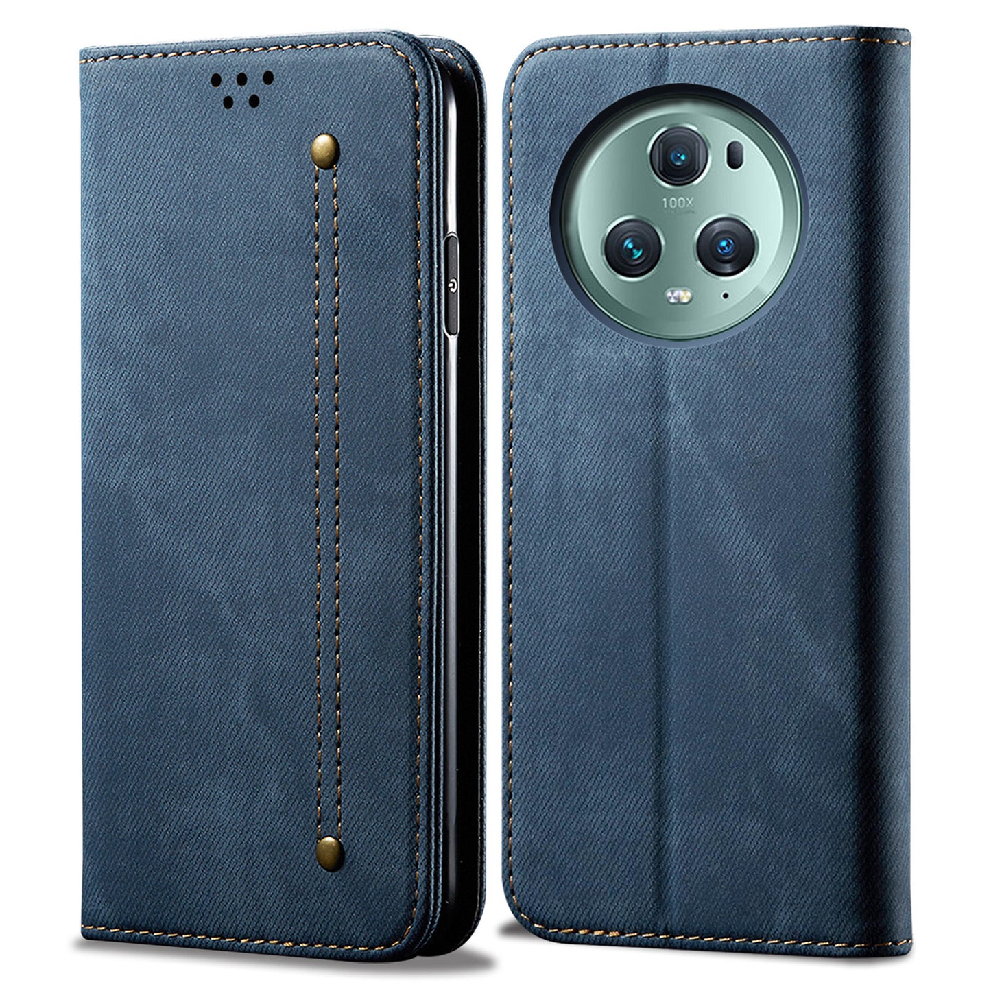 For Honor Magic5 Pro Wallet Function Jeans Cloth Texture Phone Case PU Leather Stand Phone Cover Shell