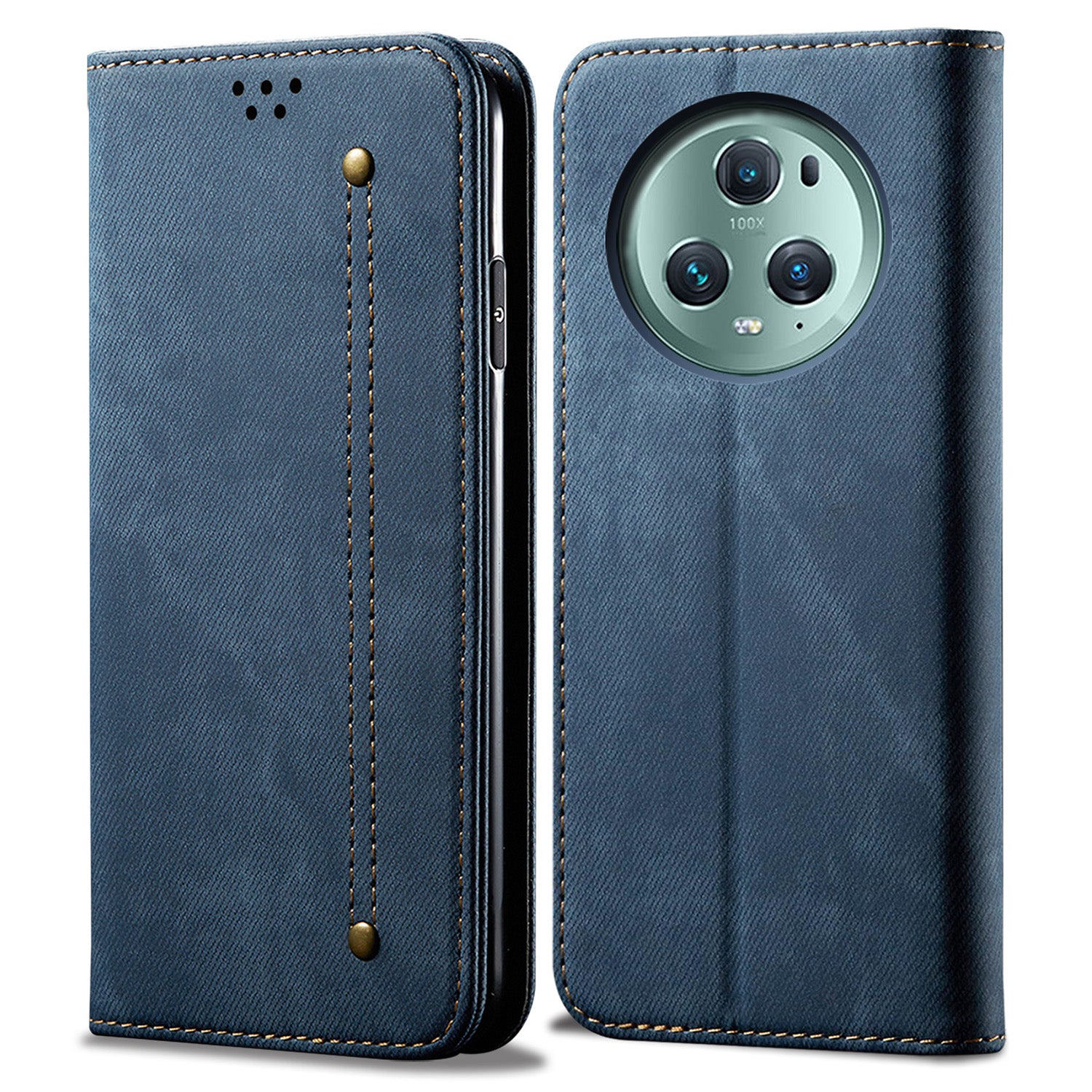 For Honor Magic5 Pro Wallet Function Jeans Cloth Texture Phone Case PU Leather Stand Phone Cover Shell