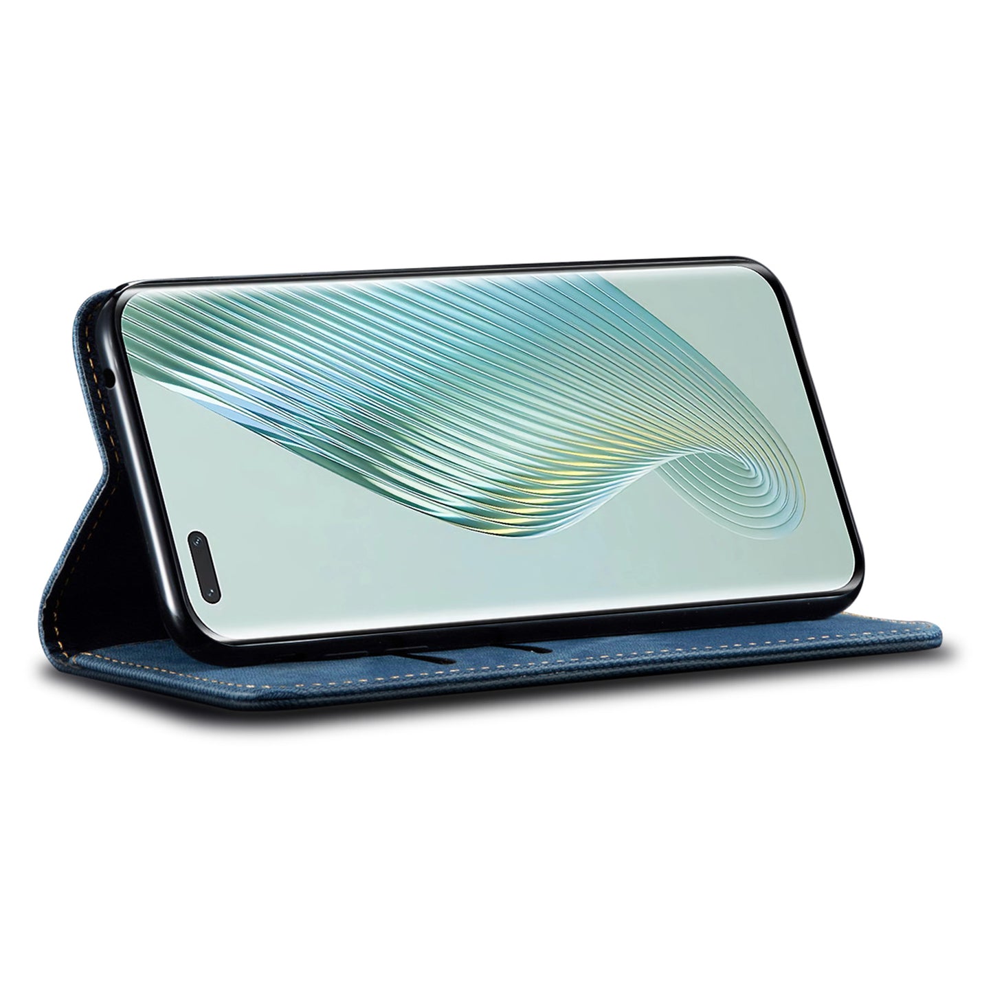 For Honor Magic5 Pro Wallet Function Jeans Cloth Texture Phone Case PU Leather Stand Phone Cover Shell