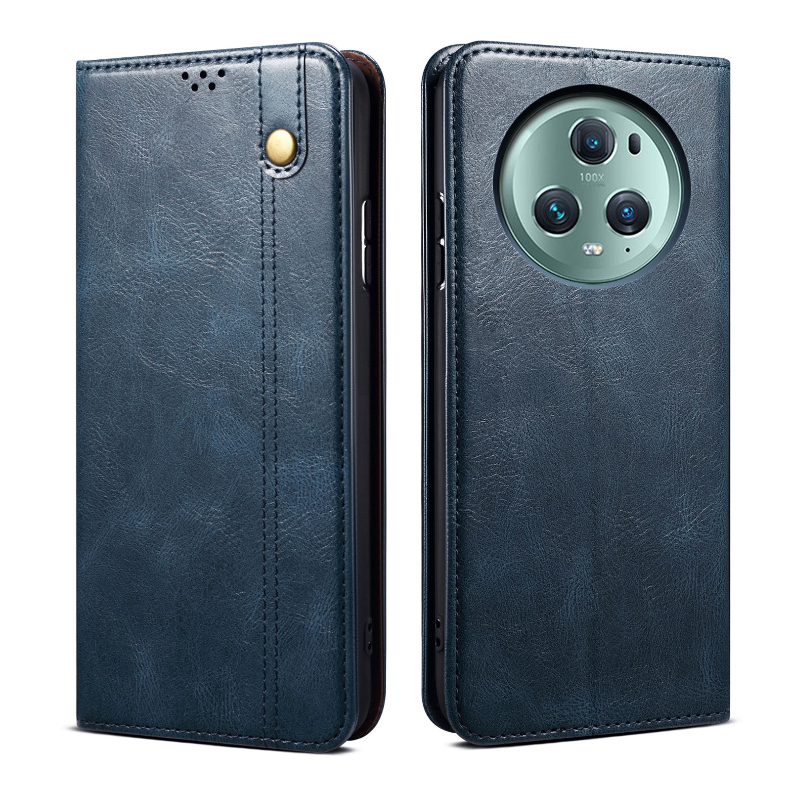 For Honor Magic5 Pro Anti-Scratch Phone Case Waxy Crazy Horse Texture Stand Wallet Leather Phone Cover