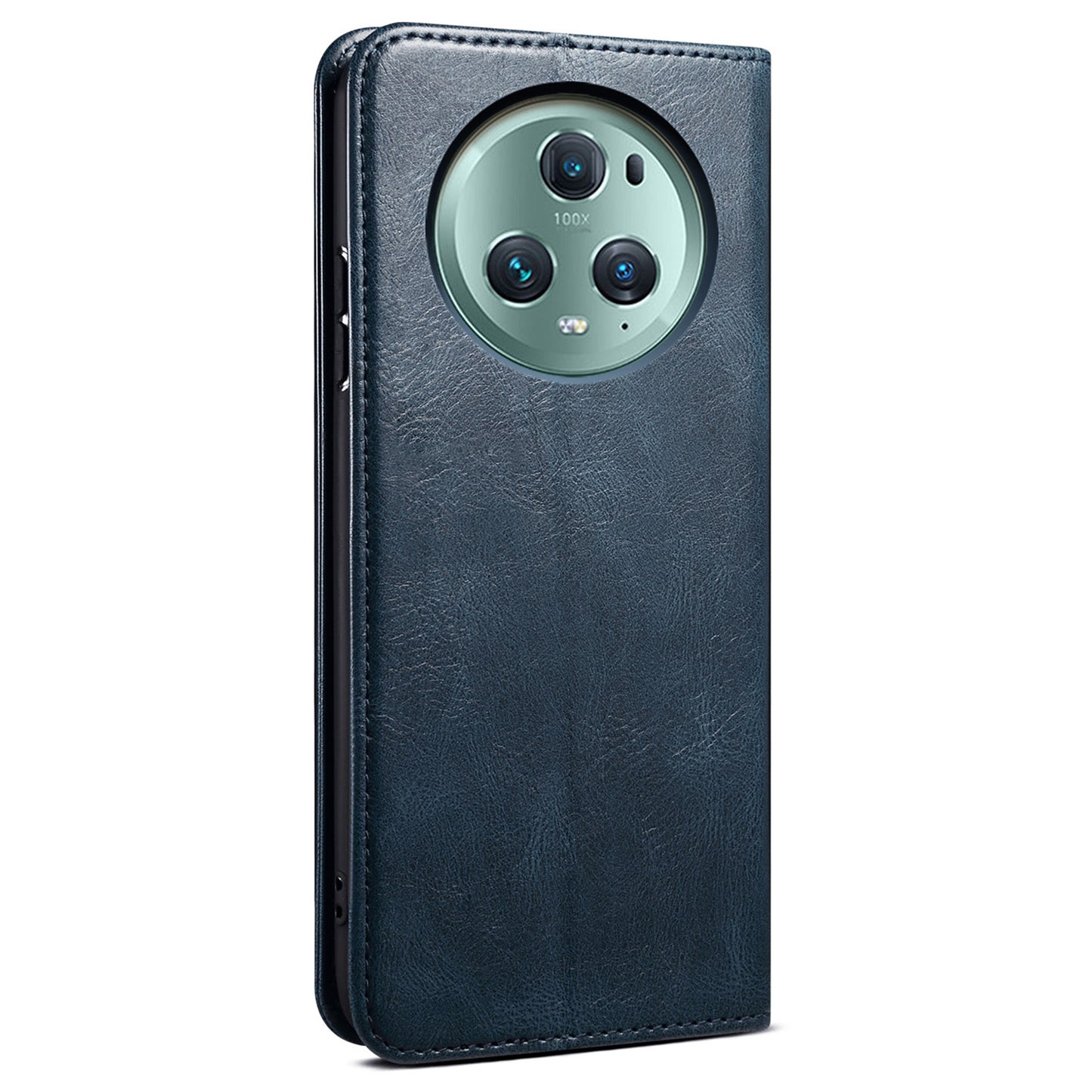 For Honor Magic5 Pro Anti-Scratch Phone Case Waxy Crazy Horse Texture Stand Wallet Leather Phone Cover