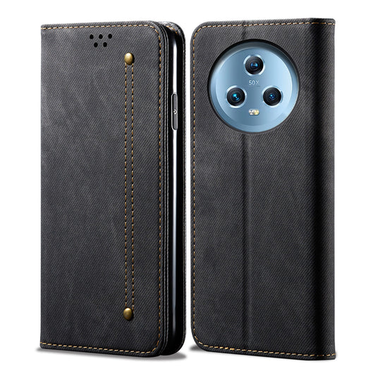 For Honor Magic5 Jeans Cloth Texture Phone Case PU Leather Wallet Stand Phone Cover