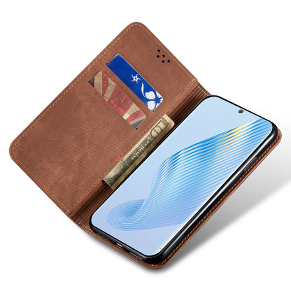 For Honor Magic5 Jeans Cloth Texture Phone Case PU Leather Wallet Stand Phone Cover