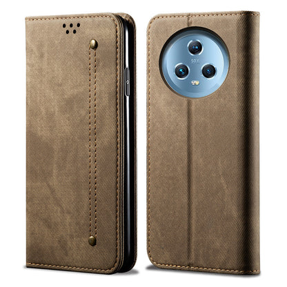 For Honor Magic5 Jeans Cloth Texture Phone Case PU Leather Wallet Stand Phone Cover