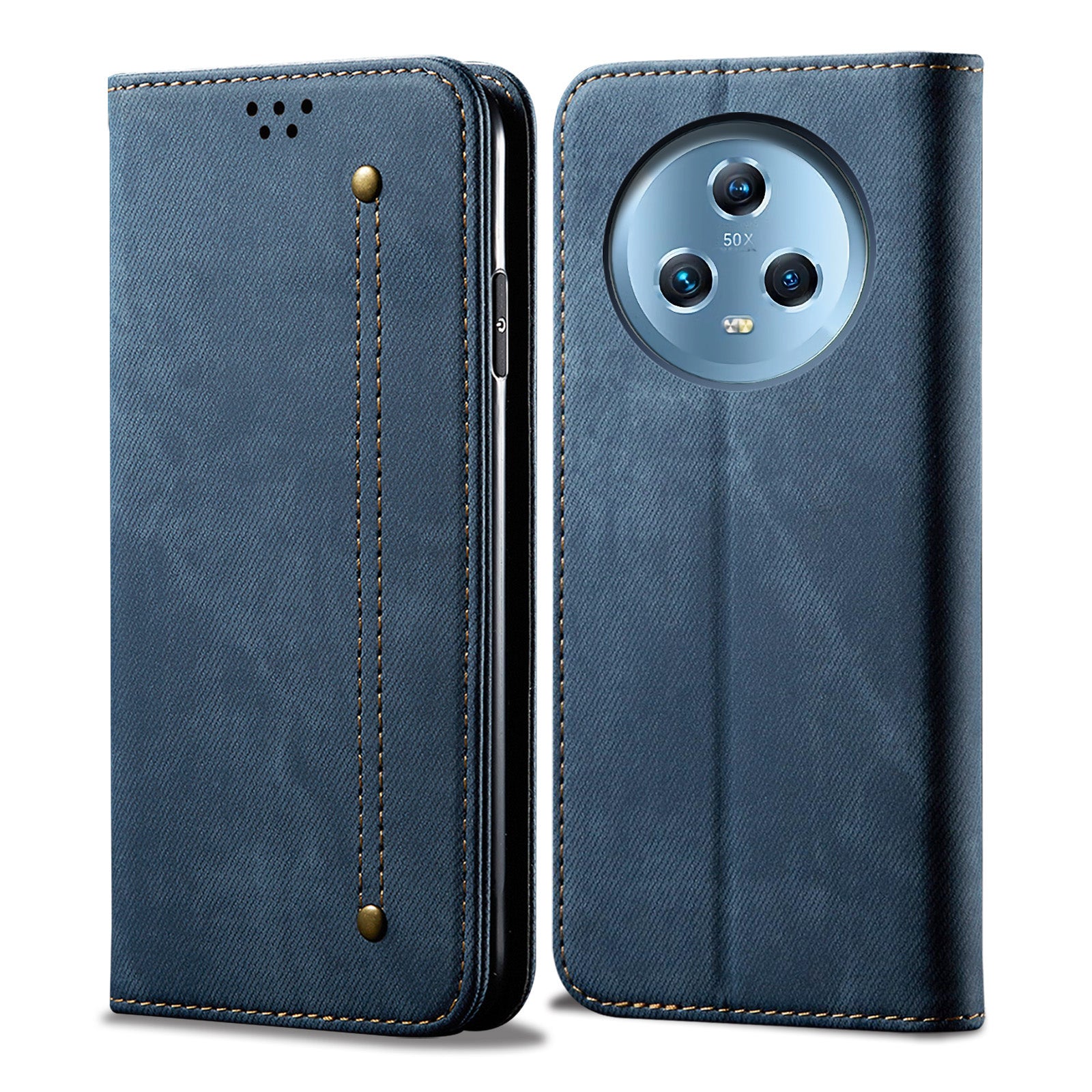 For Honor Magic5 Jeans Cloth Texture Phone Case PU Leather Wallet Stand Phone Cover