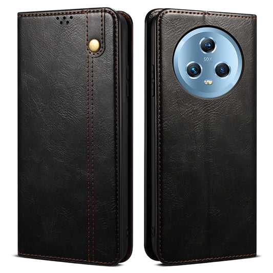 For Honor Magic5 Stand Wallet Leather Cell Phone Cover Waxy Crazy Horse Texture Mobile Phone Case
