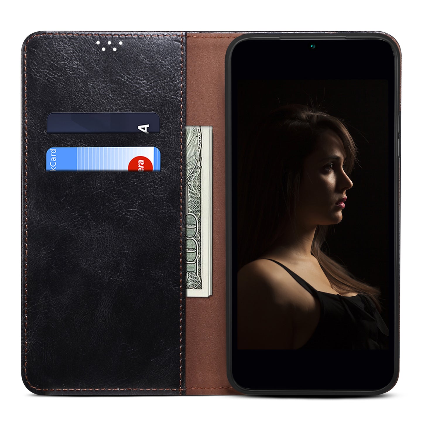 For Honor Magic5 Stand Wallet Leather Cell Phone Cover Waxy Crazy Horse Texture Mobile Phone Case