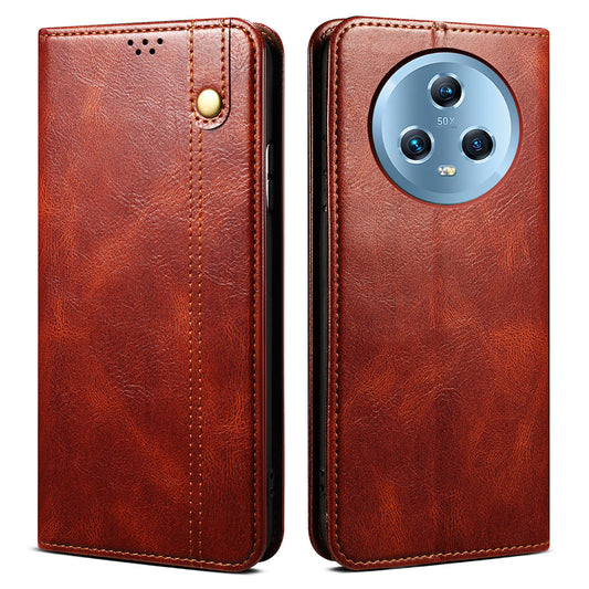 For Honor Magic5 Stand Wallet Leather Cell Phone Cover Waxy Crazy Horse Texture Mobile Phone Case