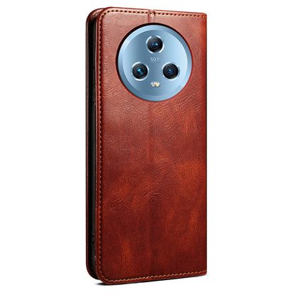 For Honor Magic5 Stand Wallet Leather Cell Phone Cover Waxy Crazy Horse Texture Mobile Phone Case