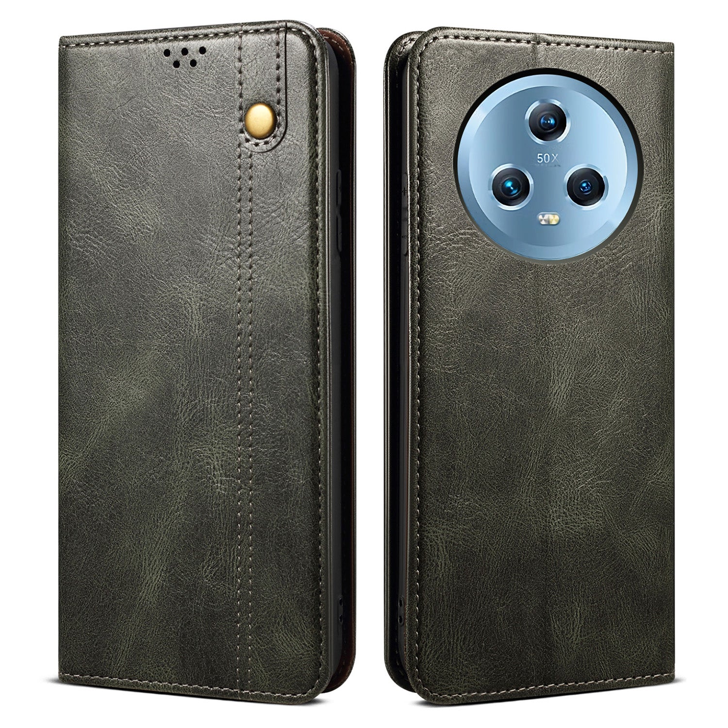 For Honor Magic5 Stand Wallet Leather Cell Phone Cover Waxy Crazy Horse Texture Mobile Phone Case