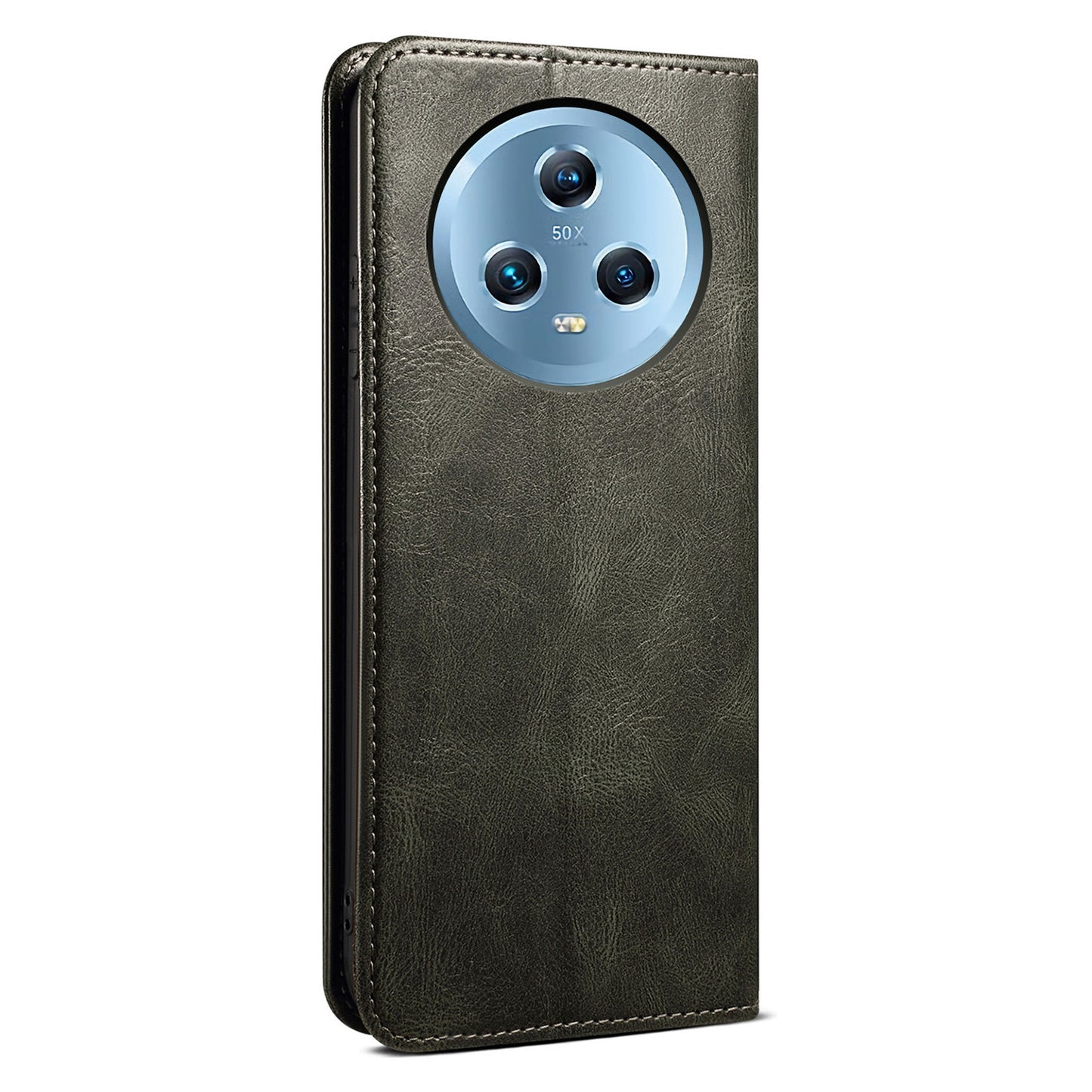For Honor Magic5 Stand Wallet Leather Cell Phone Cover Waxy Crazy Horse Texture Mobile Phone Case