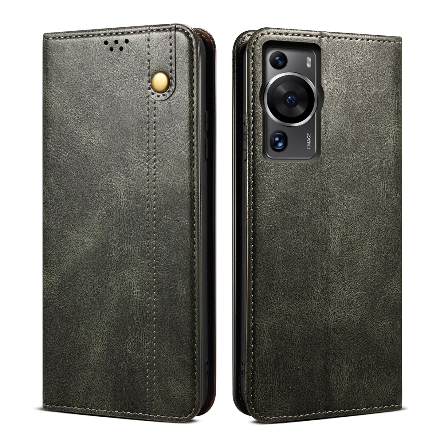 For Huawei P60 Pro / P60 Phone Case Waxy Crazy Horse Texture Stand Wallet Leather Cell Phone Cover