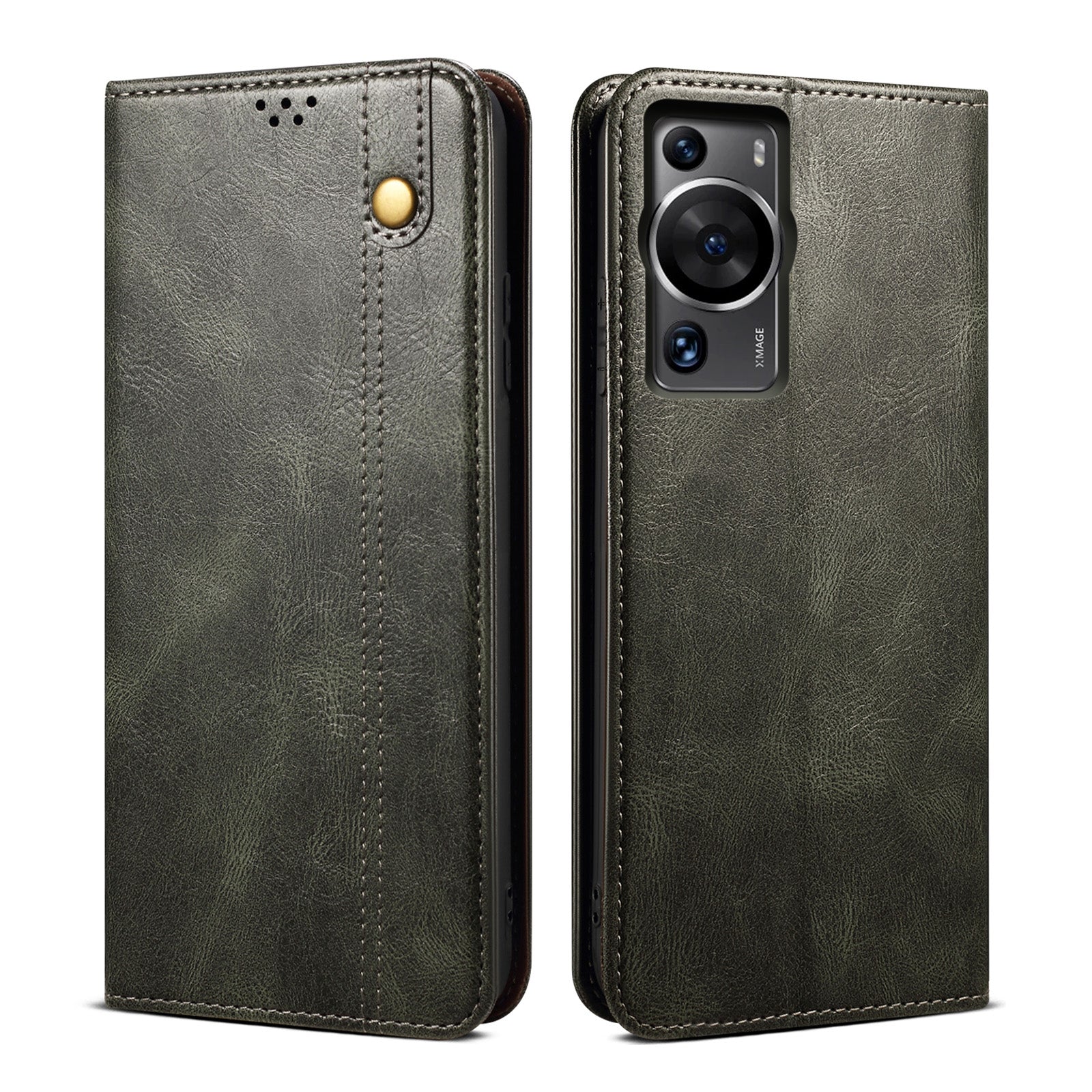 For Huawei P60 Pro / P60 Phone Case Waxy Crazy Horse Texture Stand Wallet Leather Cell Phone Cover
