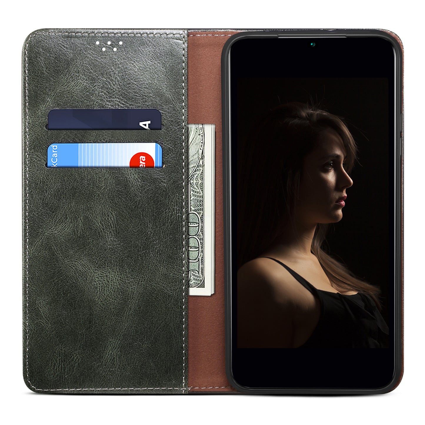 For Huawei P60 Pro / P60 Phone Case Waxy Crazy Horse Texture Stand Wallet Leather Cell Phone Cover