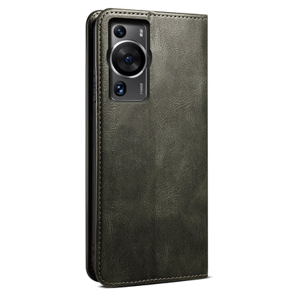 For Huawei P60 Pro / P60 Phone Case Waxy Crazy Horse Texture Stand Wallet Leather Cell Phone Cover