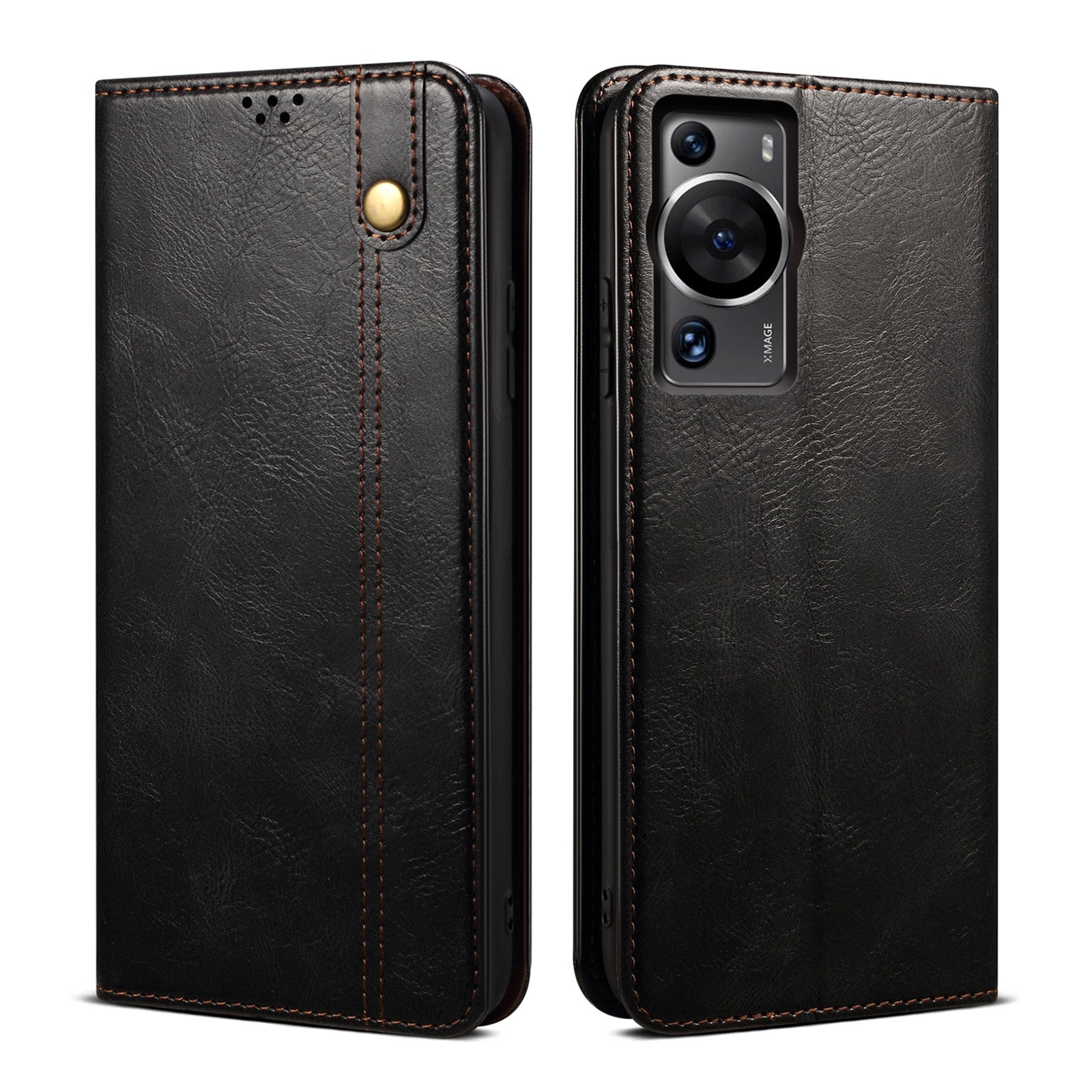 For Huawei P60 Pro / P60 Phone Case Waxy Crazy Horse Texture Stand Wallet Leather Cell Phone Cover