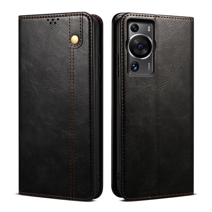 For Huawei P60 Pro / P60 Phone Case Waxy Crazy Horse Texture Stand Wallet Leather Cell Phone Cover