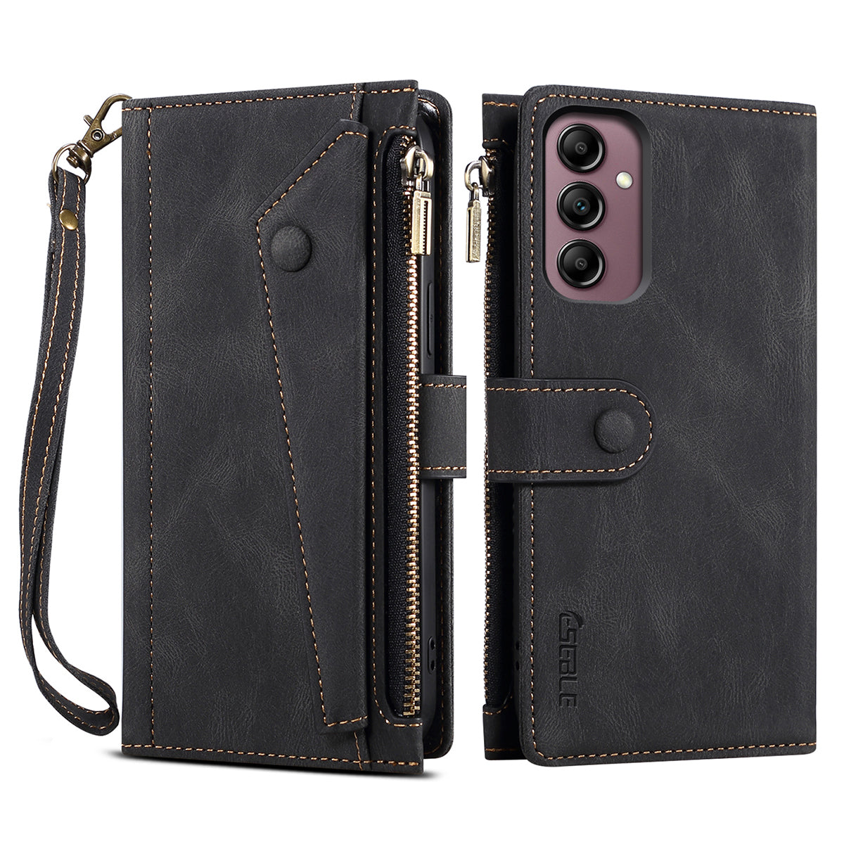 ESEBLE Star Series for Samsung Galaxy M54 5G / F54 5G Phone Stand Case Zipper Pocket Wallet Leather Phone Cover
