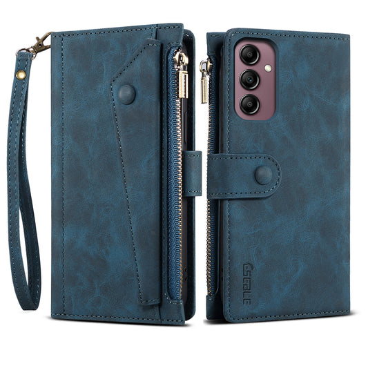 ESEBLE Star Series for Samsung Galaxy M54 5G / F54 5G Phone Stand Case Zipper Pocket Wallet Leather Phone Cover