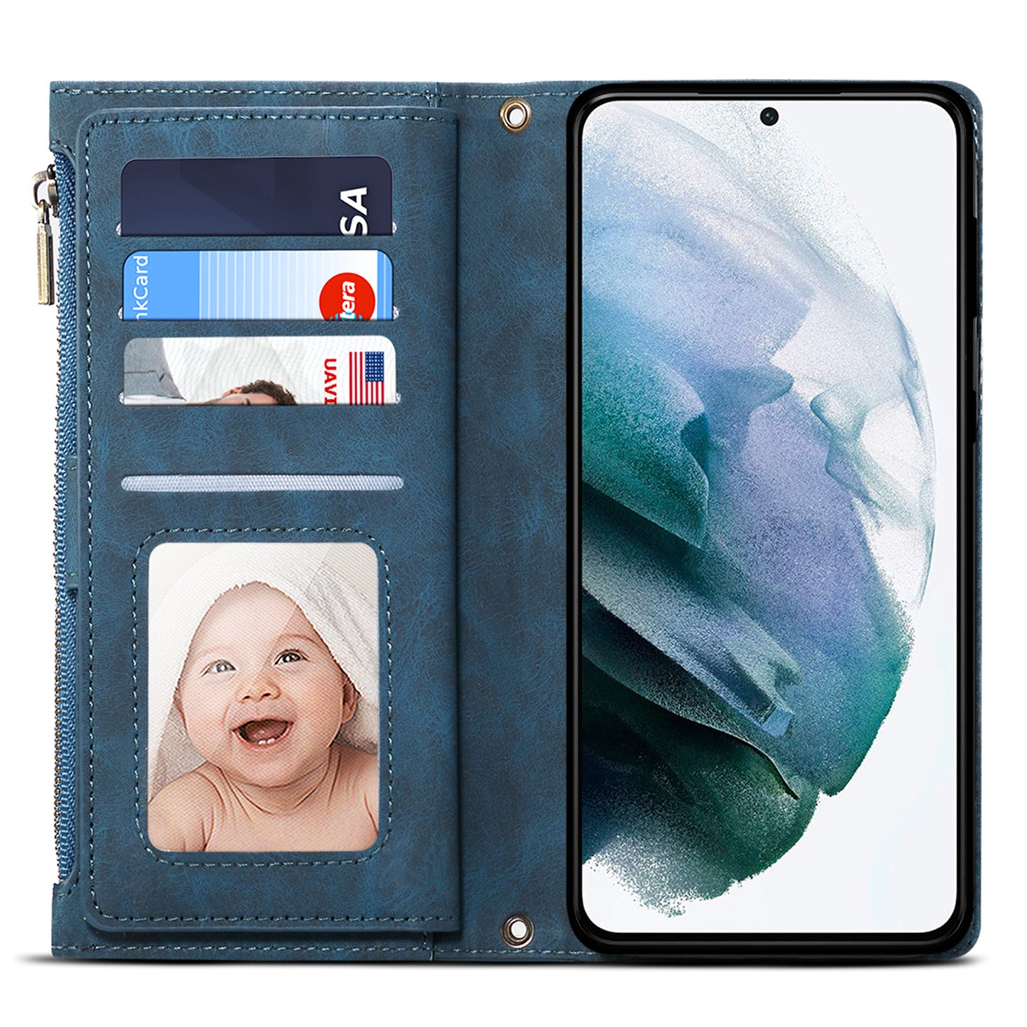 ESEBLE Star Series for Samsung Galaxy M54 5G / F54 5G Phone Stand Case Zipper Pocket Wallet Leather Phone Cover