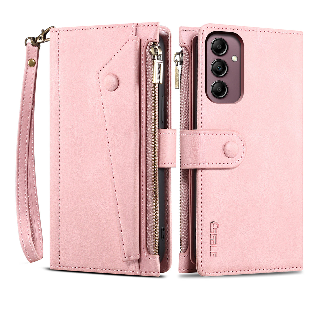 ESEBLE Star Series for Samsung Galaxy M54 5G / F54 5G Phone Stand Case Zipper Pocket Wallet Leather Phone Cover