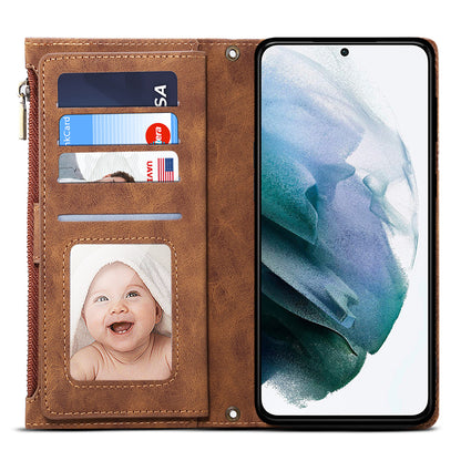 ESEBLE Star Series for Samsung Galaxy M54 5G / F54 5G Phone Stand Case Zipper Pocket Wallet Leather Phone Cover