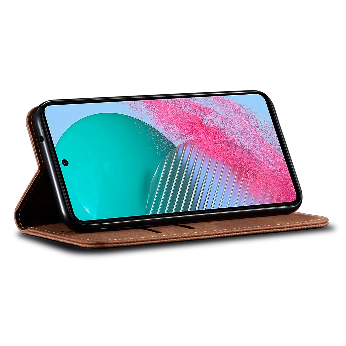 For Samsung Galaxy M54 5G / F54 5G Anti-Scratch Phone Case PU Leather Jeans Cloth Texture Wallet Stand Phone Cover