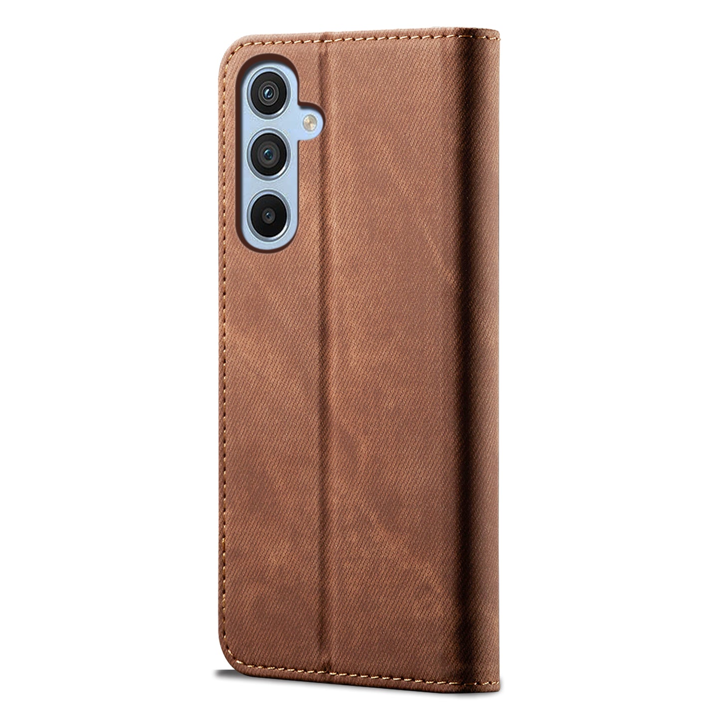 For Samsung Galaxy M54 5G / F54 5G Anti-Scratch Phone Case PU Leather Jeans Cloth Texture Wallet Stand Phone Cover