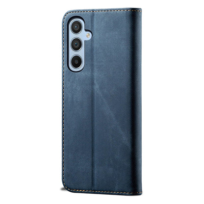 For Samsung Galaxy M54 5G / F54 5G Anti-Scratch Phone Case PU Leather Jeans Cloth Texture Wallet Stand Phone Cover