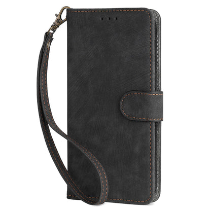 For Samsung Galaxy M14 5G RFID Blocking Leather Phone Cover Wallet Stand Phone Case with Strap