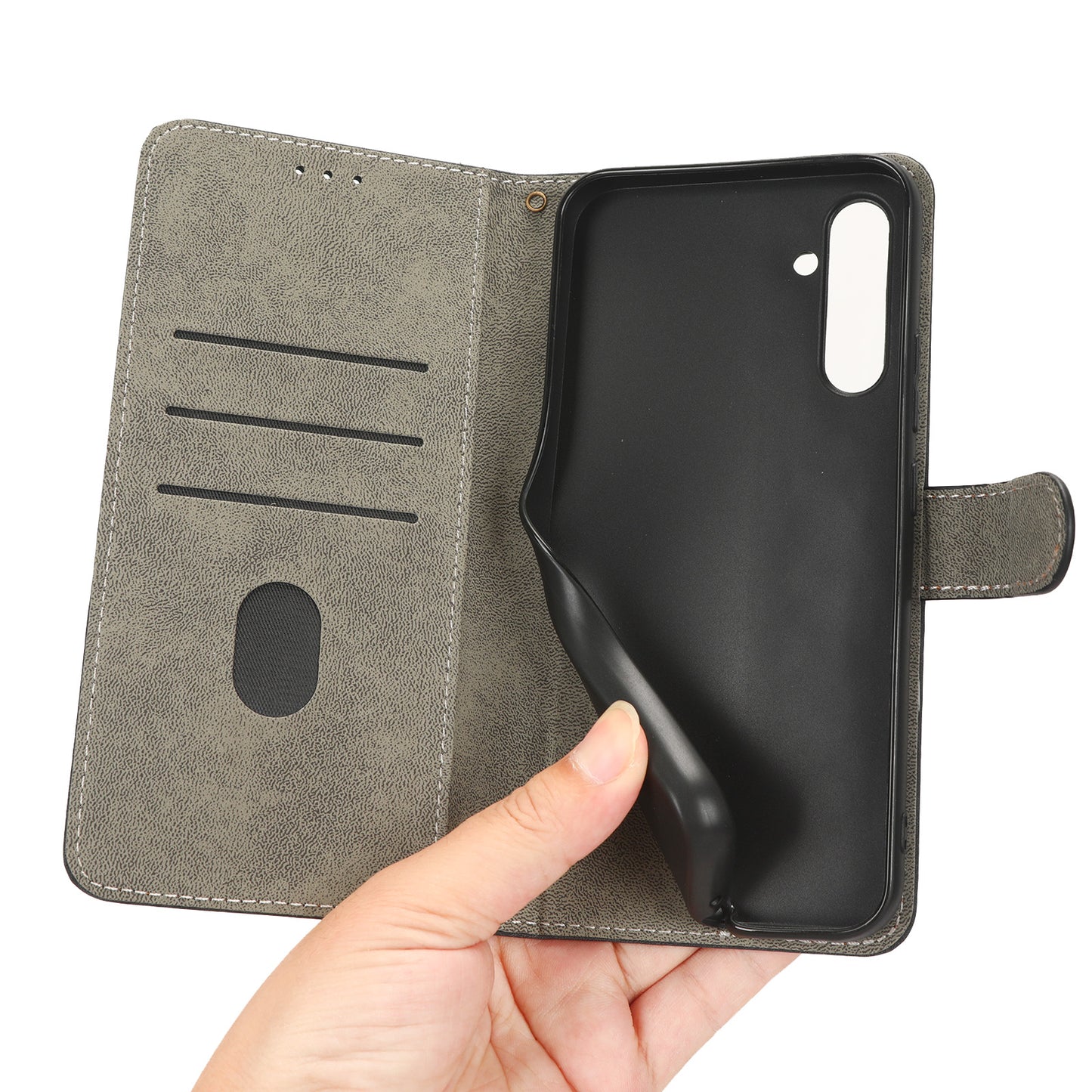 For Samsung Galaxy M14 5G RFID Blocking Leather Phone Cover Wallet Stand Phone Case with Strap