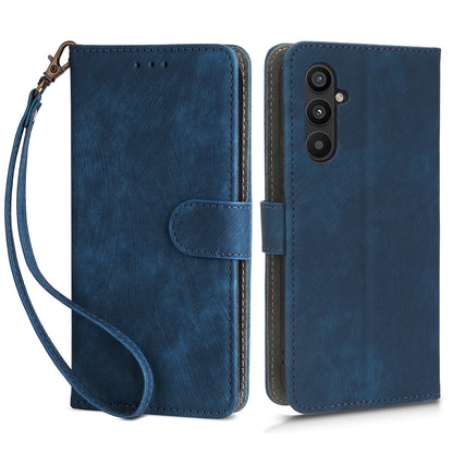 For Samsung Galaxy M14 5G RFID Blocking Leather Phone Cover Wallet Stand Phone Case with Strap