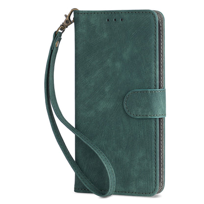 For Samsung Galaxy M14 5G RFID Blocking Leather Phone Cover Wallet Stand Phone Case with Strap