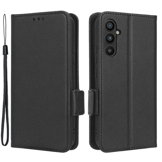 For Samsung Galaxy M14 5G Dual Magnetic Clasp Cover Wallet Stand Litchi Texture PU Leather+TPU Phone Case