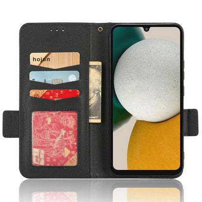 For Samsung Galaxy M14 5G Dual Magnetic Clasp Cover Wallet Stand Litchi Texture PU Leather+TPU Phone Case