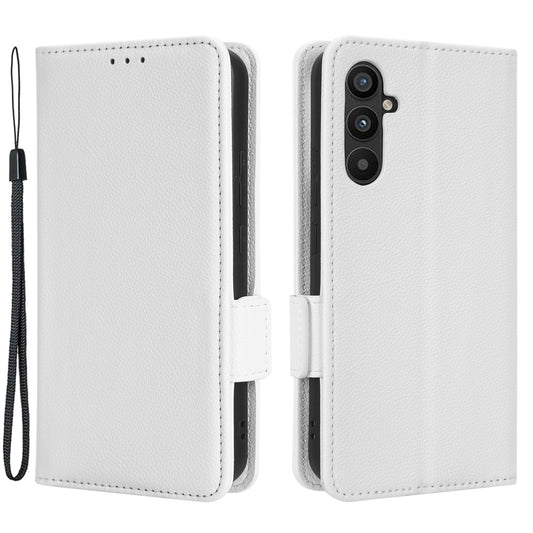 For Samsung Galaxy M14 5G Dual Magnetic Clasp Cover Wallet Stand Litchi Texture PU Leather+TPU Phone Case