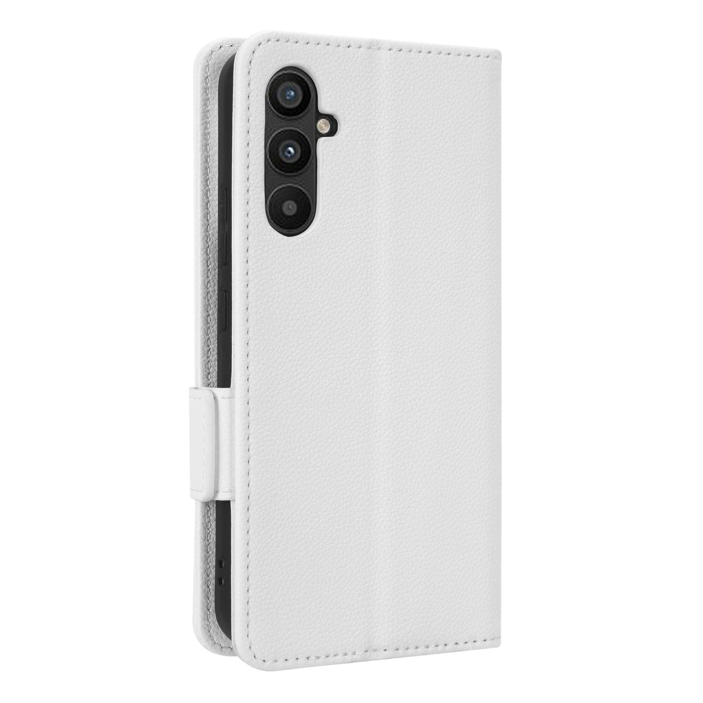 For Samsung Galaxy M14 5G Dual Magnetic Clasp Cover Wallet Stand Litchi Texture PU Leather+TPU Phone Case
