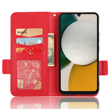 For Samsung Galaxy M14 5G Dual Magnetic Clasp Cover Wallet Stand Litchi Texture PU Leather+TPU Phone Case