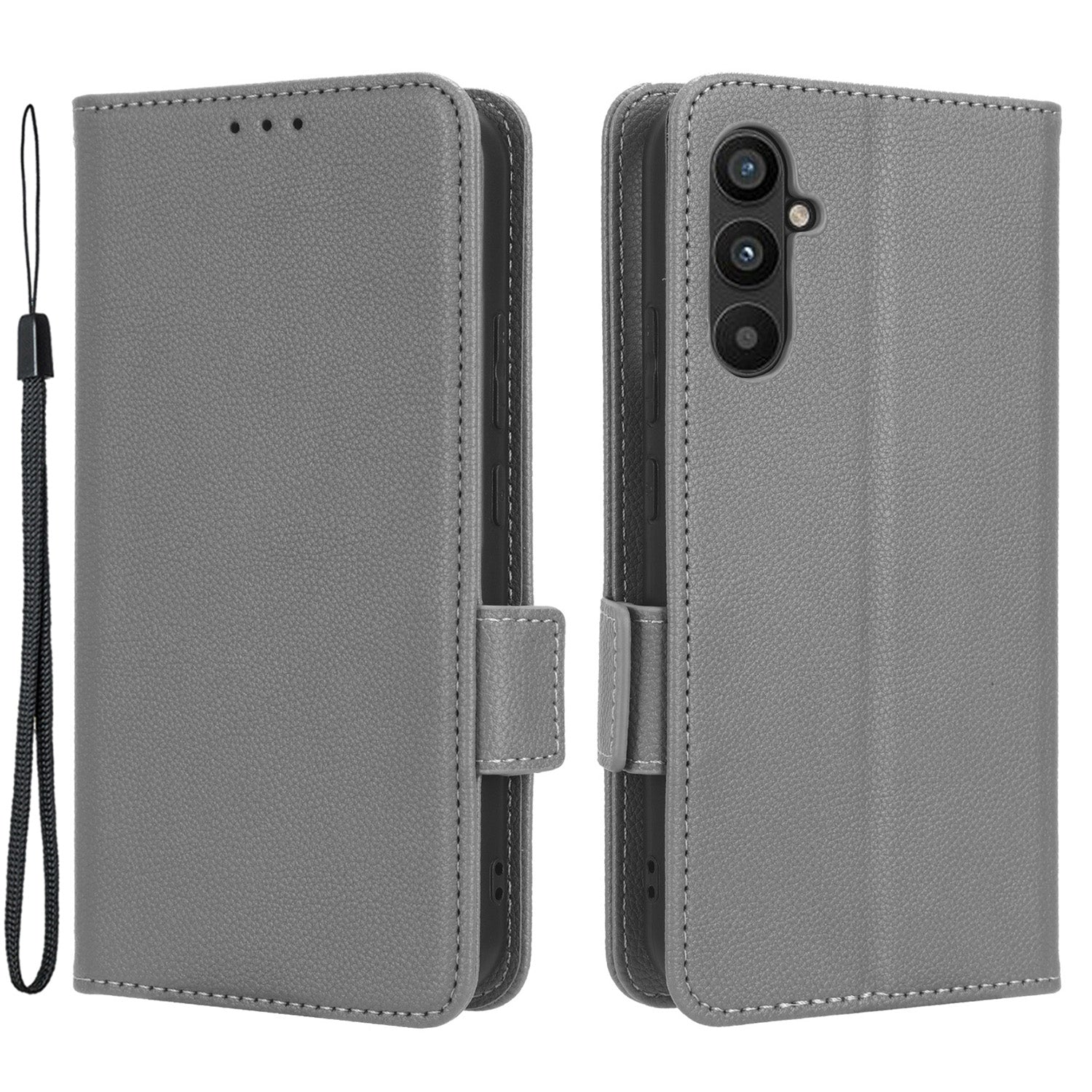 For Samsung Galaxy M14 5G Dual Magnetic Clasp Cover Wallet Stand Litchi Texture PU Leather+TPU Phone Case