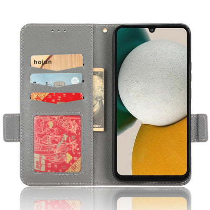 For Samsung Galaxy M14 5G Dual Magnetic Clasp Cover Wallet Stand Litchi Texture PU Leather+TPU Phone Case