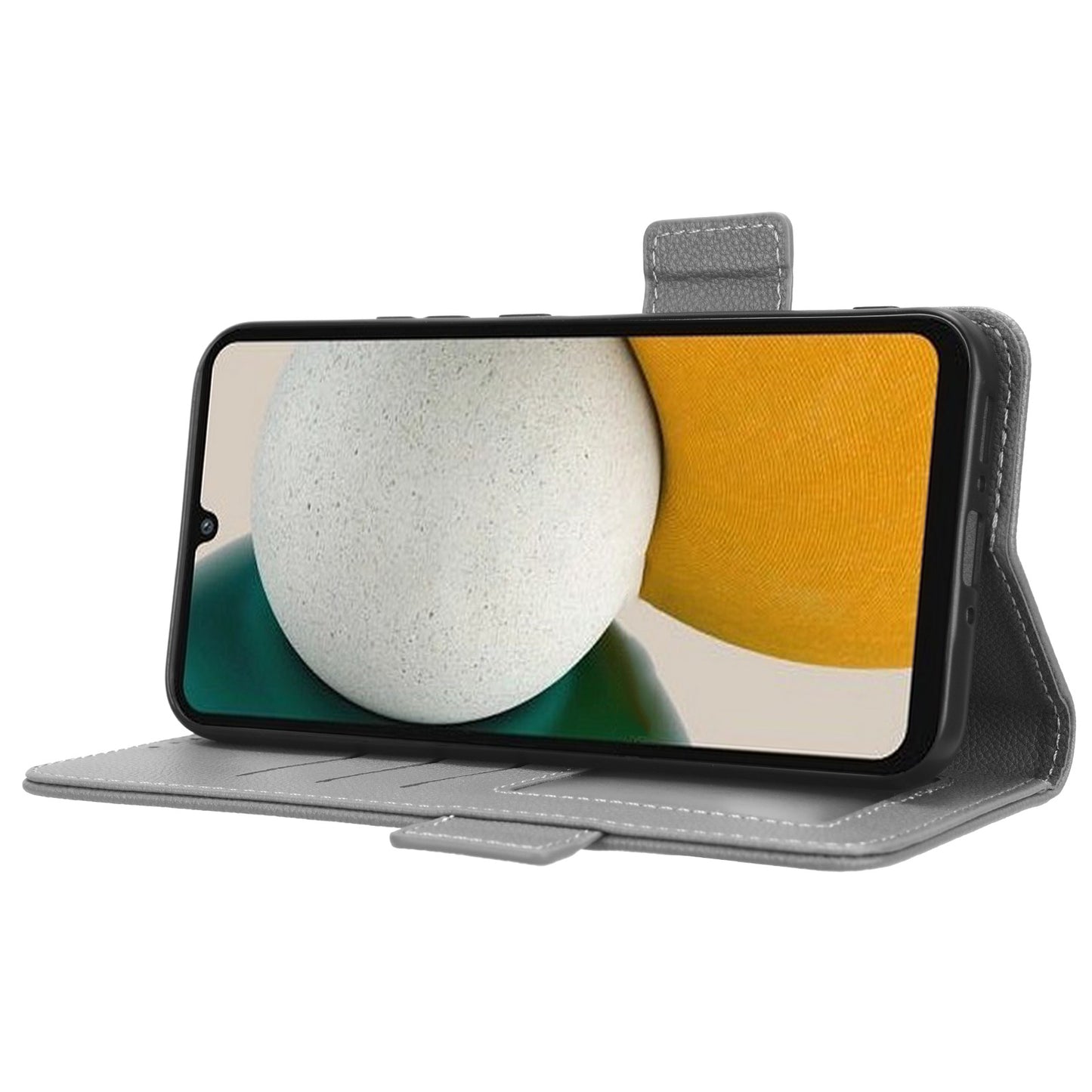 For Samsung Galaxy M14 5G Dual Magnetic Clasp Cover Wallet Stand Litchi Texture PU Leather+TPU Phone Case
