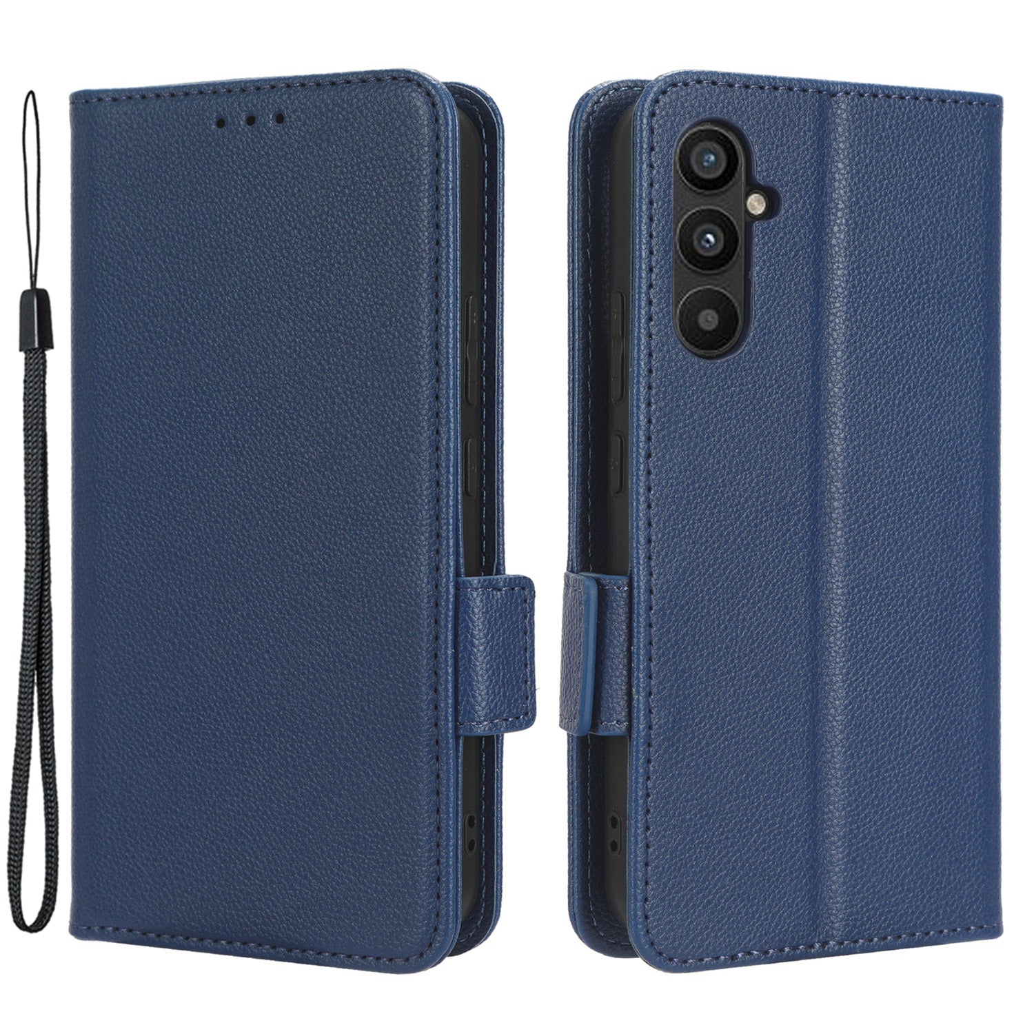 For Samsung Galaxy M14 5G Dual Magnetic Clasp Cover Wallet Stand Litchi Texture PU Leather+TPU Phone Case