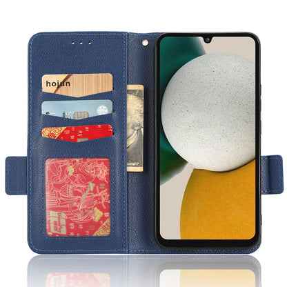 For Samsung Galaxy M14 5G Dual Magnetic Clasp Cover Wallet Stand Litchi Texture PU Leather+TPU Phone Case