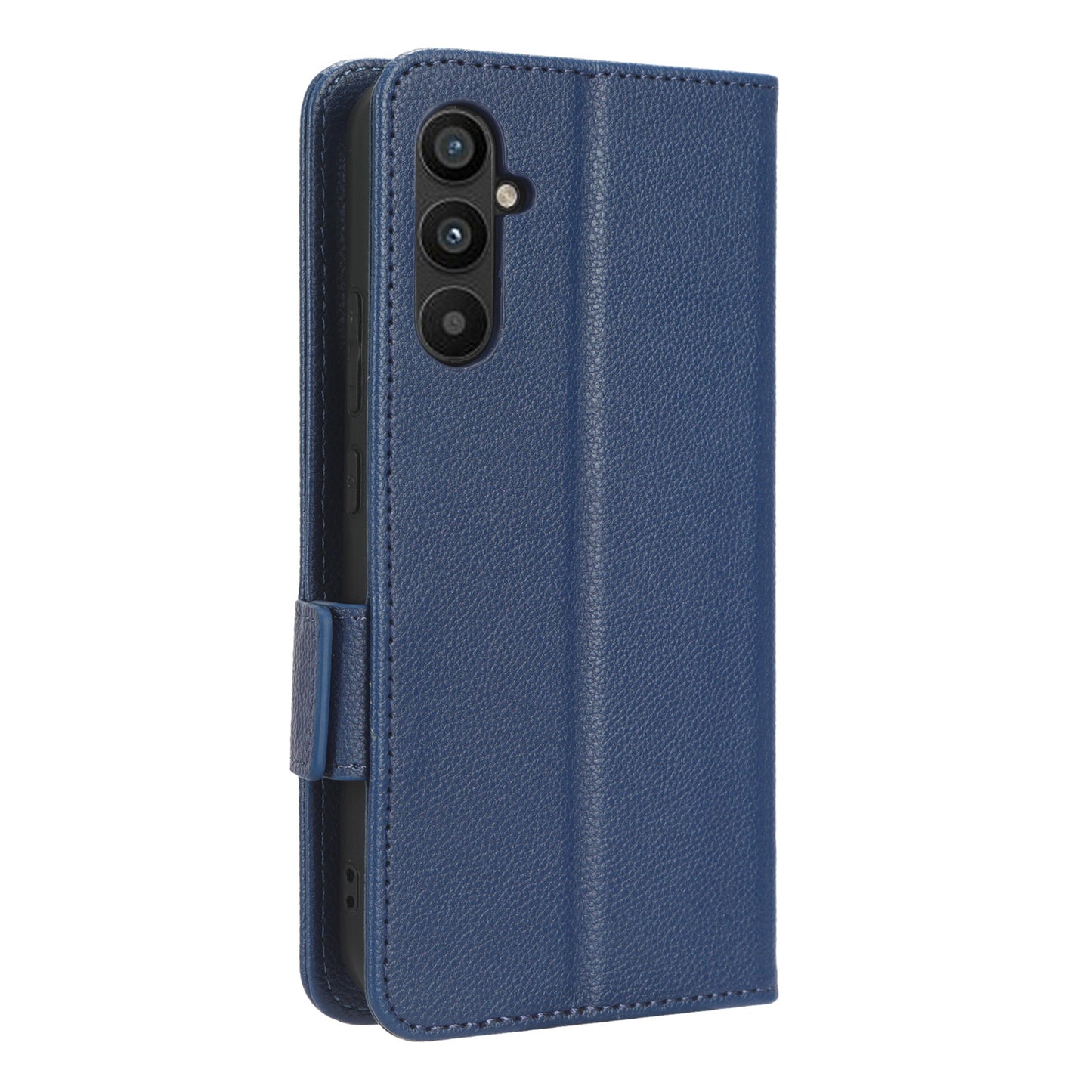 For Samsung Galaxy M14 5G Dual Magnetic Clasp Cover Wallet Stand Litchi Texture PU Leather+TPU Phone Case