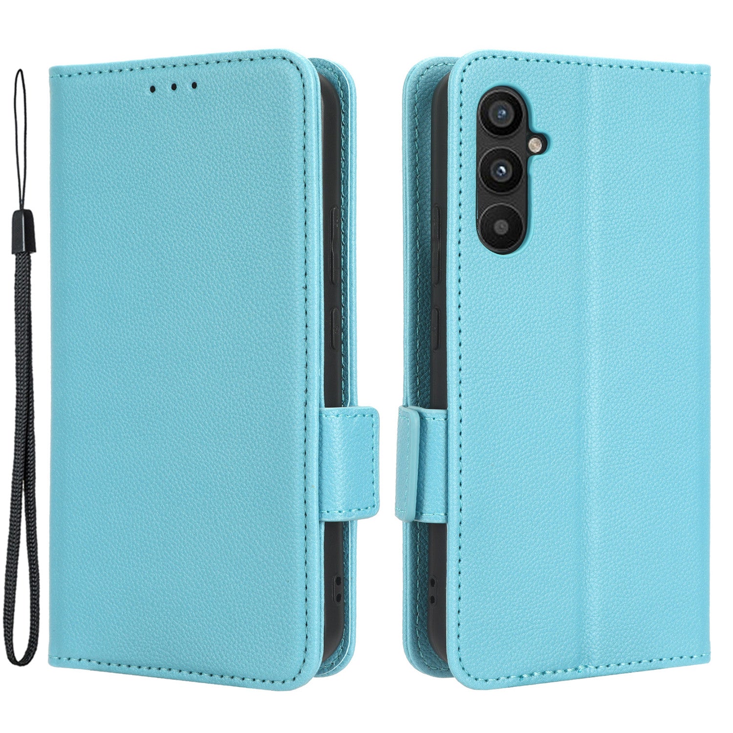 For Samsung Galaxy M14 5G Dual Magnetic Clasp Cover Wallet Stand Litchi Texture PU Leather+TPU Phone Case